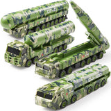 4 Pack Army Truck Toys Cars for Kids, Die Cast Battle Car Military Truck Missile Launcher Vehicle, Army Transport Fighter
