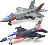 GeyiieTOYS Airplane Toys for Kids, Army Fighter Jet Diecast Plane Toys Helicopter