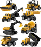 GeyiieTOYS Alloy Small Construction Vehicles Die Cast Mini Construction Truck Toys 8 Packs