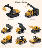 GeyiieTOYS Alloy Small Construction Vehicles Die Cast Mini Construction Truck Toys 8 Packs