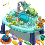 Geyiie Kids Sink with Running Water, Mini Water Table for Toddlers, Includes Electric Faucet, Play Food, Fishing Game and Waterwheel- Indoor & Outdoor Sensory Toys for Girls and Boys