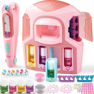 Geyiie Girls Nail Polish Set with Nail Dryer & Hair Gem Stamper 47 PCS Non-Toxic Peelable Makeup Toys
