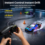 Geyiie 2 Pack RC Drift Cars, 1:24 Remote Control Car Set, Up to 70 Mins Per Car, LED Lights, Mini Track Barriers & Challenge Cards, 2 Player Indoor Gift for Boys & Girls