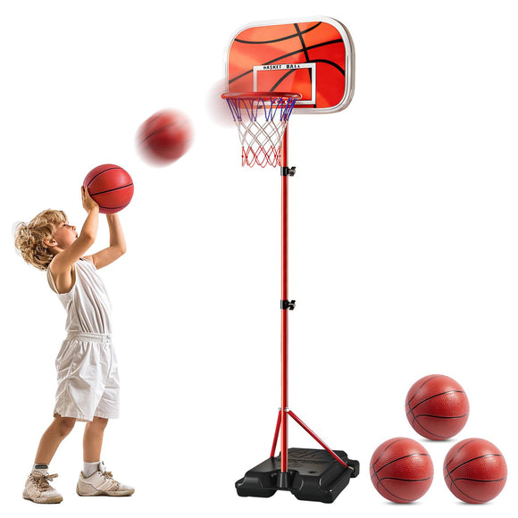 Geyiie Adjustable Kids Basketball Hoop, 2.6-5ft Portable Goal for Indoor/Outdoor Play, Easy to Assemble, Height Adjustable, Ideal for Toddler Fun Sports & Toys