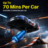 Geyiie 2 Pack RC Drift Cars, 1:24 Remote Control Car Set, Up to 70 Mins Per Car, LED Lights, Mini Track Barriers & Challenge Cards, 2 Player Indoor Gift for Boys & Girls
