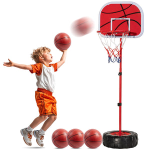 Geyiie 2.3-5 Ft Adjustable Basketball Hoop for Kids, Toddler Indoor Outdoor Portable Sports Goal, Easy to Assemble, Ideal Gift