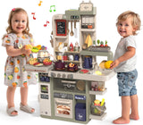 Geyiie Kids Kitchen Play Set, Realistic Pretend Role Play Toy for Toddlers, Interactive and Educational, Imaginative Learning Fun, with Water Circulation, Environmental Design