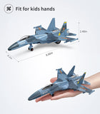 Geyiie Airplane Toy for Boys, Metal Plane Vehicle Playset, Mini Airplanes with Light, Pull Back Fighter Toy