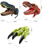 Geyiie 3 Pack Dinosaur Toys Hand Puppet for Kids , Dinosaurs Claws Head Soft Rubber, Dino Figures Set