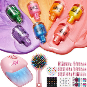 Geyiie Nail Makeup Toys with Dryer and 7 Bright Colors for girls