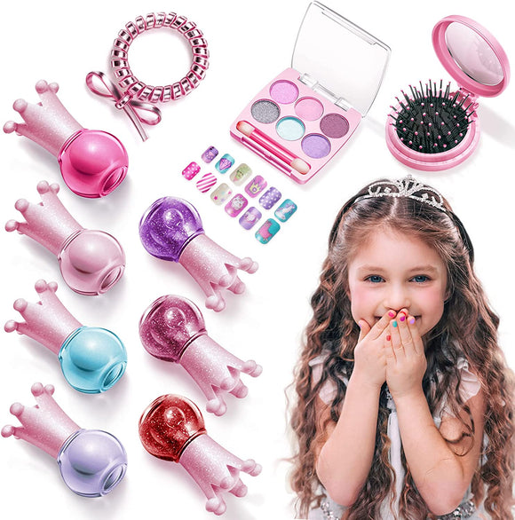 Geyiie Non Toxic Nail Polish Washable Makeup Kit with 15 PCS for Toddler