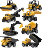 Geyiie Alloy Small Construction Vehicles Die Cast Mini Construction Truck Toys 8 Packs