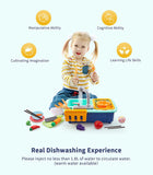 Geyiie Kitchen Sink Toys Electric Dishwasher Playing Toy with Running Water 29 PCS