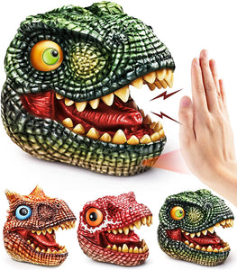 Geyiie Dinosaur Hand Puppets with Dino Sounds by Sensor for Kids 3 Packs