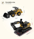 Geyiie Toys Excavator Bulldozer Truck for Kids Construction Tractor Toys Sets of 2 Packs