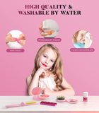 Geyiie Makeup Toy Set with Hair Chalks Lipstick Nail Polish Pretend Makeup Kit for Girls