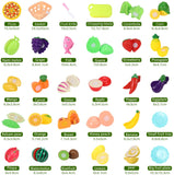 Geyiie Pretend Food Cutting Fruits Vegetables Pizza Play set Kitchen Toys 36 Pcs