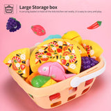 Geyiie Pretend Food Cutting Fruits Vegetables Pizza Play set Kitchen Toys 36 Pcs